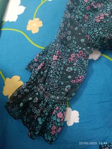 8-10 Yr Girl Frock / Dark Green/ Georgette