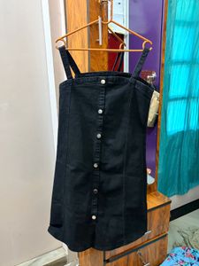 Black Denim Button-Up Dress