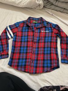 Benetton Plaid Long Sleeve Shirt