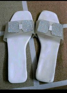Sparkly Slide Sandals white in 5.5 inch 39 no.