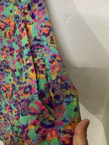 Colorful Floral Print Button-Up Blouse