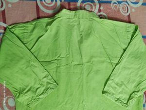 Green Cotton Kurti with Blue Detail