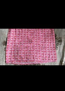 Pink Printed Kurta with Embellished Neckline