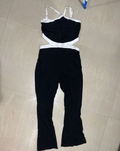 Chic Black & White Cut-out Jumpsuit