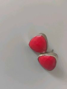 Red Stone Stud Earrings