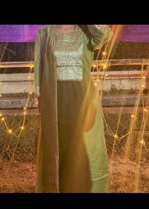 Elegant Green Silk Kurta Set with Dupatta