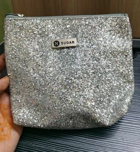 Sparkling Silver Glitter makeup Pouch