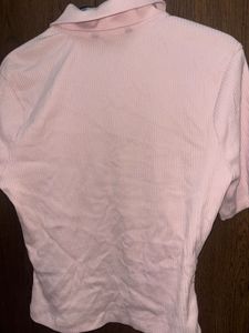 Pink Zip-Up Collared Top
