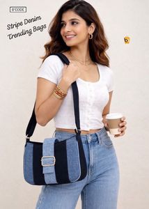 Stylish Denim Patchwork Shoulder Bag