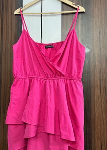 Boohoo Pink Ruffle Summer Dress