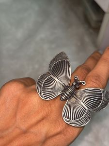 Black Oxidised Butterfly Ring