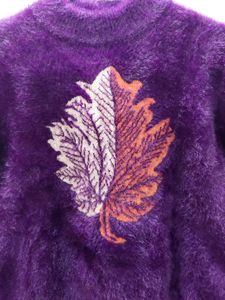 womens imported purple fuzzy sweater/sweatshirt