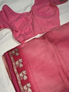 Kotadoria Pink Saree with Blouse