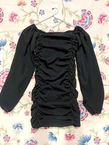 Black Ruched Mini Dress