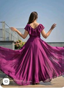 New Elegant Purple Ruffle Dress