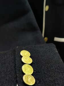 Thom browne Navy Blazer With Striped Arm &amp; Gold An