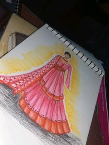 Elegant Blue Evening Gown Sketch