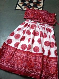 bandhani print White &amp; Red Printed Lehenga sets