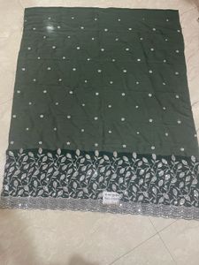 Dark Bottle Green Georgette Unstitched Blouse