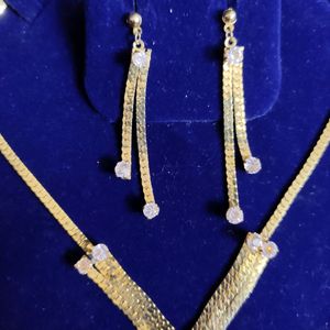 Gold Tone Omega "Choker" Necklace With Channel Set