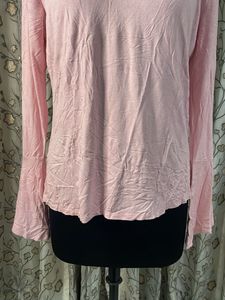 Pink Bell Sleeve V-Neck Top