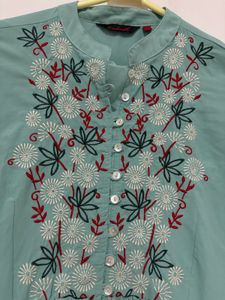 Embroidered Teal Kurta