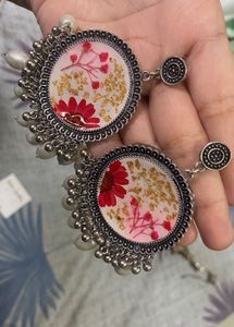 Floral White Jhumka Earrings