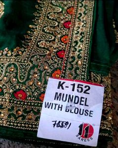 Elegant Green Embroidered Silk Saree