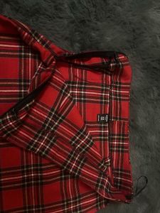 Red punk Plaid Mini Skirt