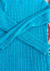 Karen Scott Teal Cable Knit Sweater