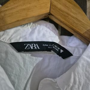 Zara White Cropped Shirt