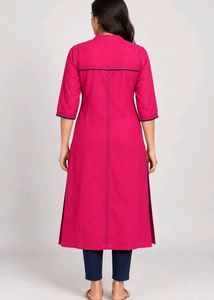 Stylish Pink Kurta with Contrast Trim