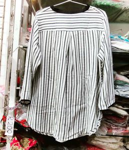Chic Striped Tie-Neck Tunic Top