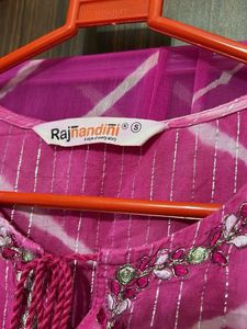Pink Striped Kurta &amp; Dupatta