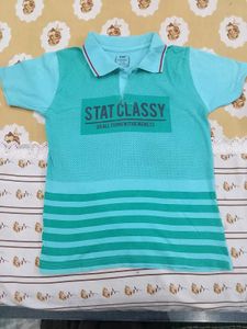 Cool Blue Polo t-Shirt with "STAT CLASSY" Print