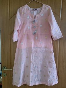 Pink Kurta Set with Polka Dots