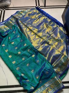 Stunning Teal and Blue Silk Saree