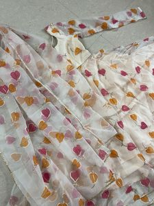 Elegant Floral Print Anarkali Suit Set