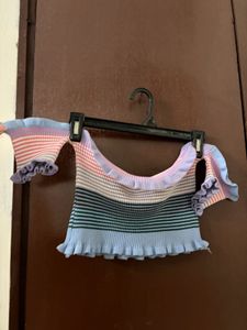 Striped Off-Shoulder Ruffle Top