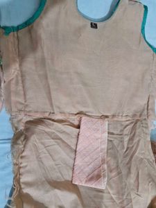 Peach Chanderi Silk Full Flair Gown with Leggings