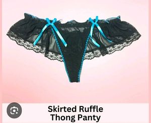 Lacy Black Garter Belt with Blue Bows
