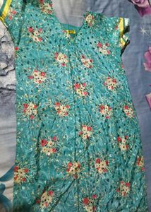 Beautiful Teal Floral Print Kurta