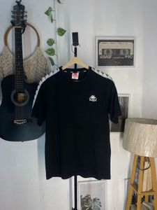 Kappa Black T-Shirt with Tape Detail