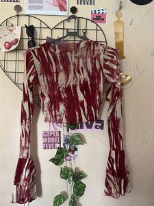 Chic Bell Sleeve Abstract Print Top