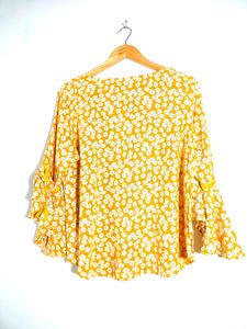 Gold With White Floral Printed Tops (Women's)