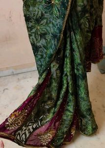 Designer Green and Pink Saree