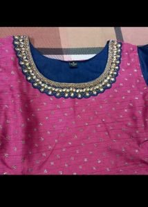 Pink &amp; Navy Blue Anarkali Dress Party Wear