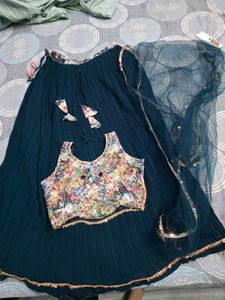 Designer Teal Blue Lehenga Choli Set