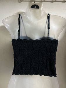 Black Smocked Camisole Top