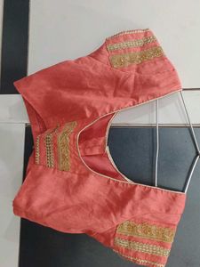 Embroidery Pink Saree With Blouse